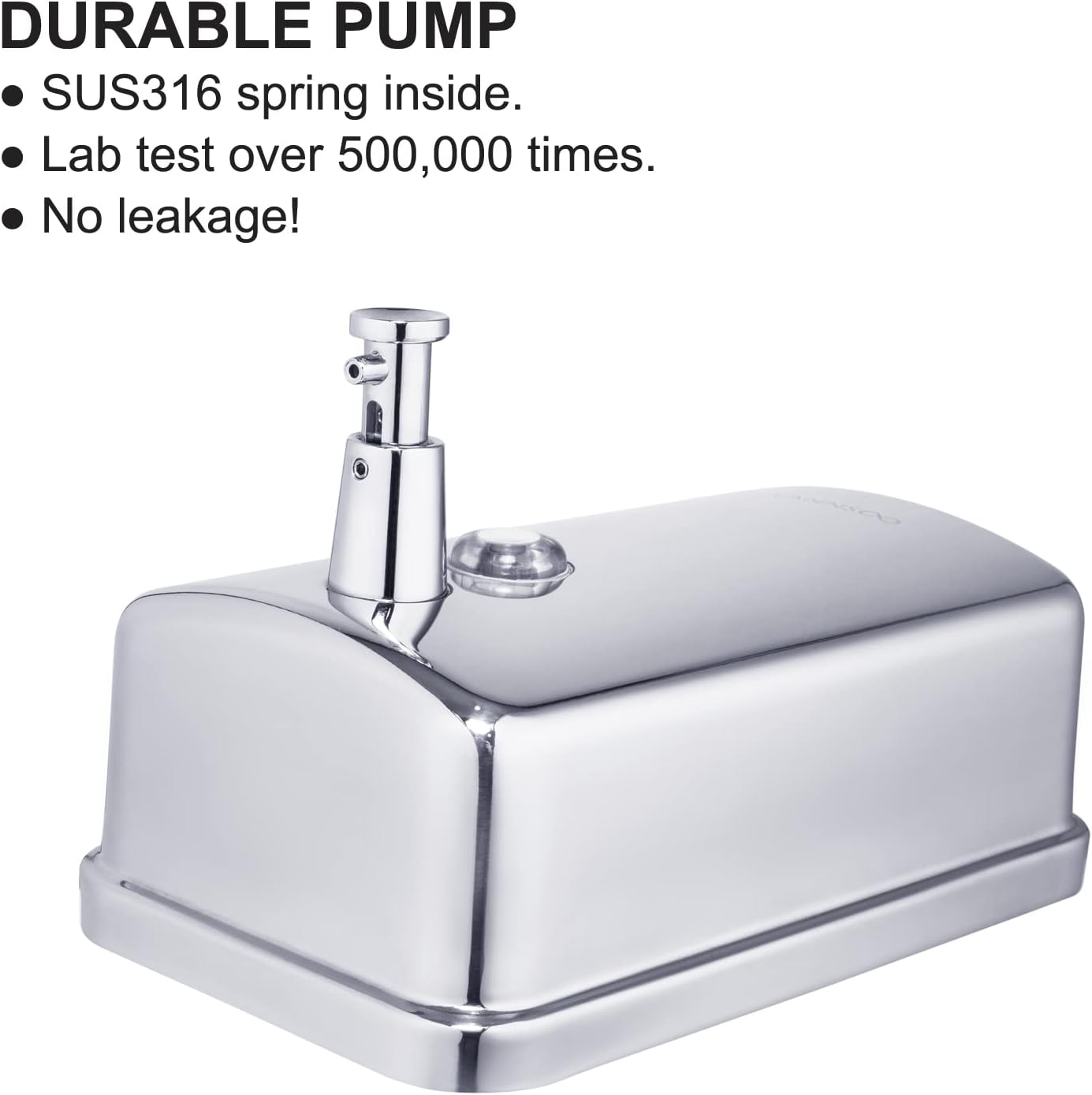Commercial Soap Dispenser Wall Mount Stainless Steel Manual Liquid Pump Rust-Proof Leak Free for Bathroom (37 fl.oz./1100ml)