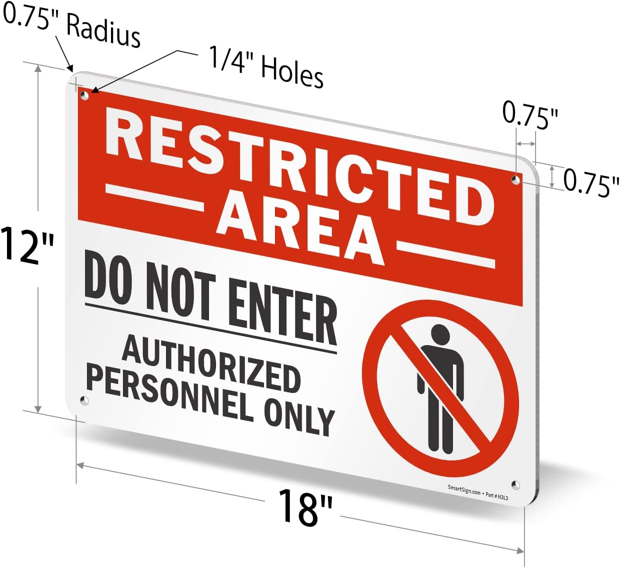 SmartSign 12 x 18 inch “Restricted Area - Do Not Enter, Authorized Personnel Only” Sign with Symbol, Digitally Printed, 55 mil HDPE Plastic, Red, White and Black, Made in USA