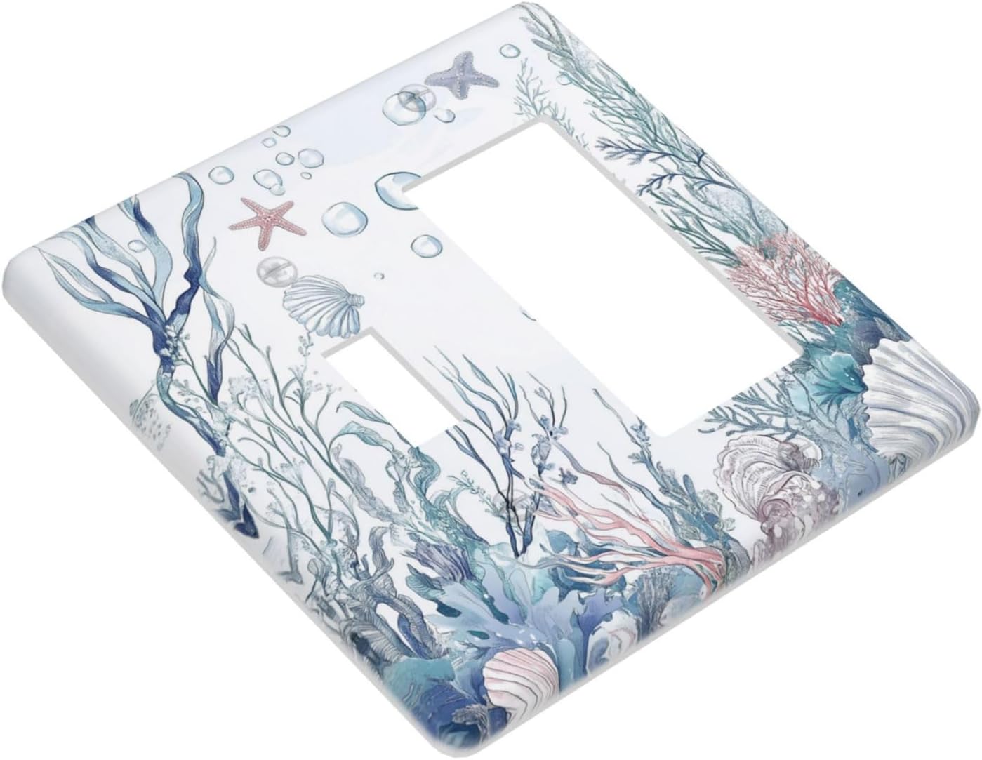 Outlet Covers Ocean Coral Seahorse Seashell Starfish 1 Toggle 1 Rocker Combination Decorative Wall Plate Electrical Switch Plates Light Switch Cover Plate For Bathroom Home Decor