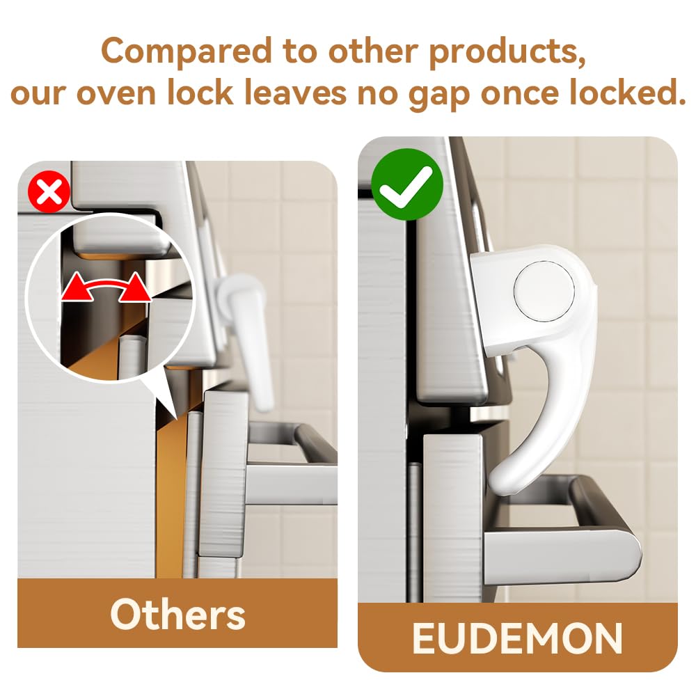 EUDEMON 1 Pack Oven Lock,Baby Proofing Oven Door Lock, Child Safety Oven Front Lock, Easy to Install & Use no Tools Need or Drill (White)