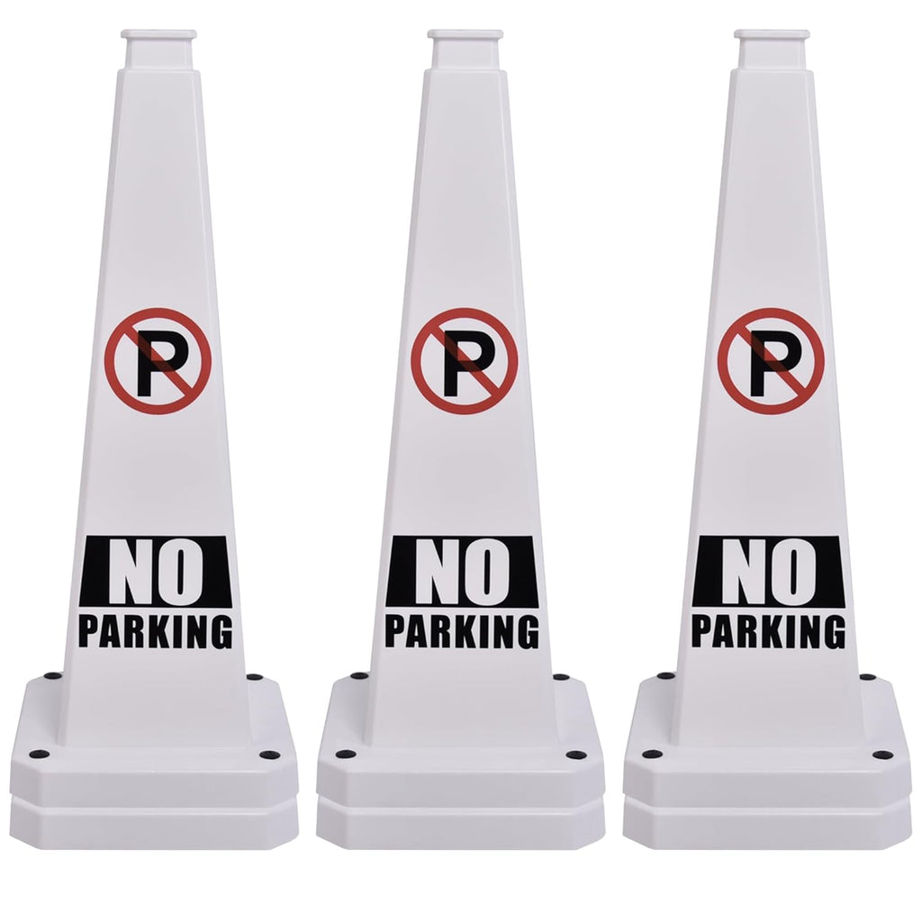 OrangeStar 6-Pack 28" No Parking Cones, Large 4-Sided Traffic Cones with Heavy Rubber Base for Parking Lot Control, Safety, Driveway | Indoor Outdoor Use