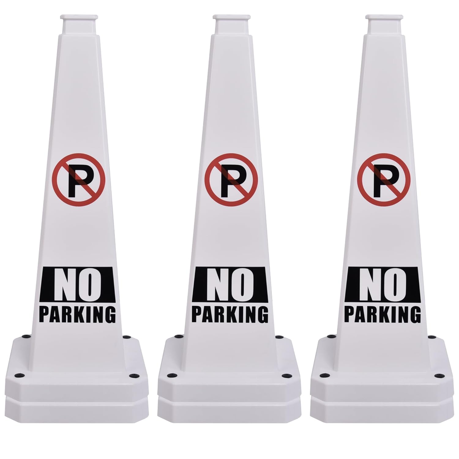 OrangeStar 6-Pack 28" No Parking Cones, Large 4-Sided Traffic Cones with Heavy Rubber Base for Parking Lot Control, Safety, Driveway | Indoor Outdoor Use