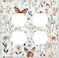 Outlet Covers Butterfly Floral Boho Multicolor Flower Leave 2 Gang Double Duplex Decorative Light Switch Covers Electrical Wallplates Socket Faceplate for Bed Room living Room Decor