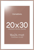 Homeforia 24x30 Poster Frame Mocha, High End Metal 24 x 30 Picture Frames with Mat 18 by 24 inches Photo, 24x30 Mocha Frame Matted to 18x24 Print, 30x24 Large Frame, Tempered Glass, Wall Kit, Set of 1