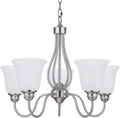 Doraimi Lighting 5 Light Chandelier with Brushed Nickel Finish, Classic Style Ceiling Light Fixture with Frosted Glass Shade for Meeting Room Dining Room Living Room Corridor, LED Bulb(not Include)