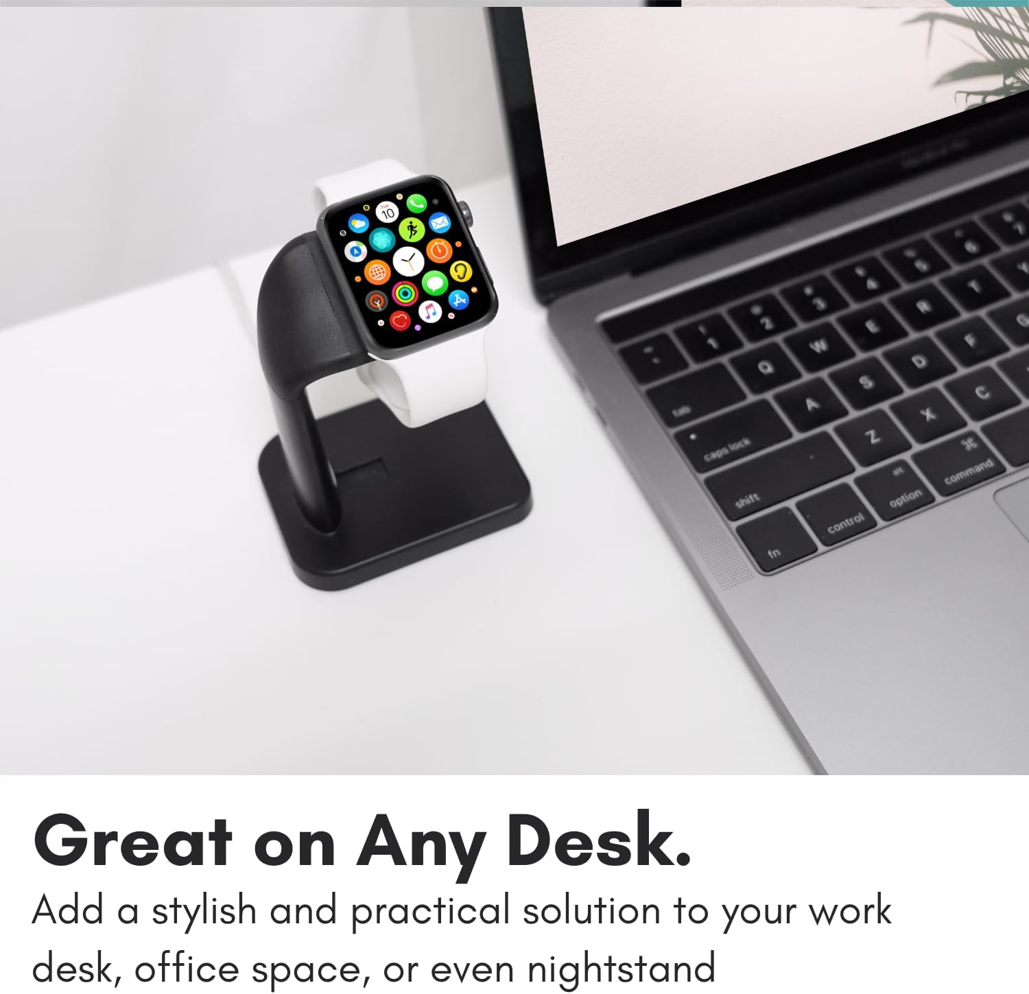 Macally Apple Watch Charger Stand for Series Ultra, 10, 9, 8, 7, 6, 5, 4, 3, 2, 1, SE (44mm, 42mm, 40mm, 38mm) - iWatch AppleWatch Stand Dock - Apple Watches Charging Station - Black