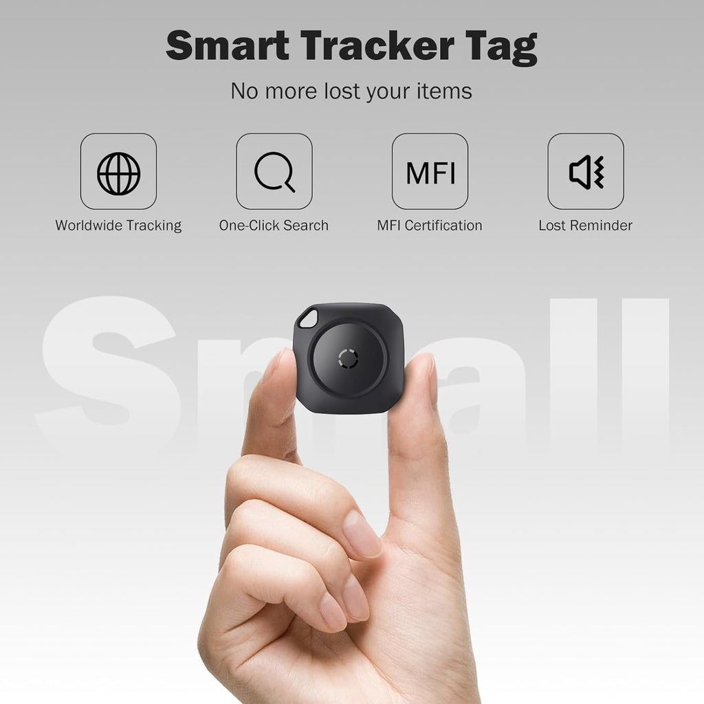 Air Tracker Tag-1P, Smart Tag Work with Apple Find My(iOS Only), Luggage Tracker Tag for Key, Luggage, Backpack, Suitcase, Replaceable Battery, weTag, Black