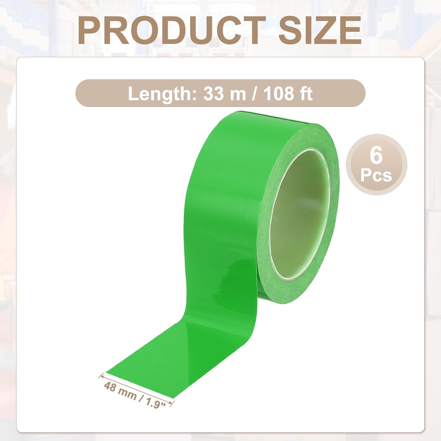 PATIKIL Floor Marking Tape 2 Inch x 110 Ft, 6 Pcs Self-Adhesive Warning Safety Tape Caution Stripe for Walls Floors Pipes Equipment Outdoor, Green