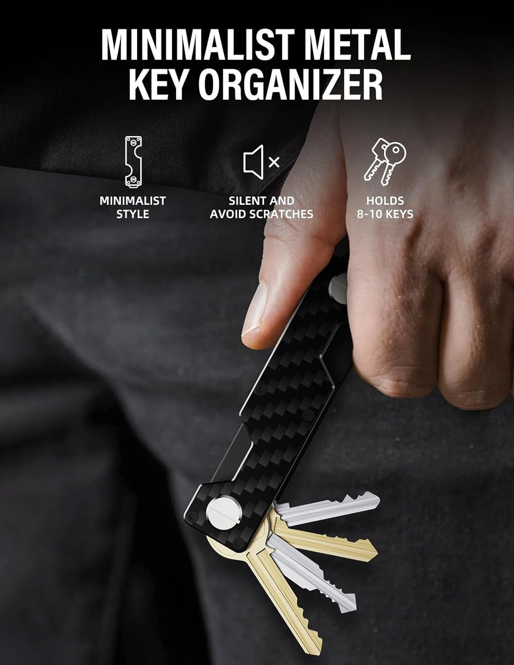 Key Organizer Compact Key Holder Metal Key Chain Minimalist key case key holder for keychain Secures 1-5 Keys