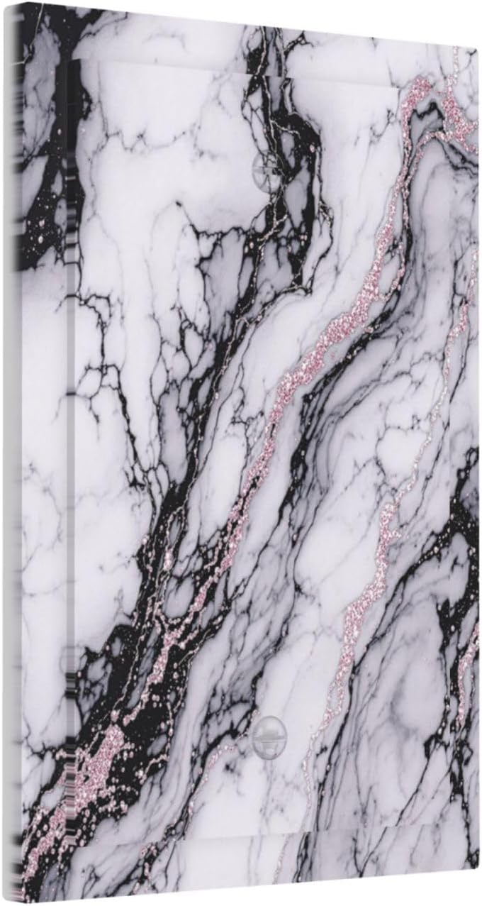 Light Switch Cover Plate White Marble Pattern Black Lines Pink Lines 1 Gang No Device Blank Electrical Wall Plates Faceplate Decorative Switch Plate for living Room Office Decor