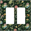 Decorative Outlet Covers Vintage Green Leaf Plant Rustic Pink Flower 2 Gang Wall Plate Double Rocker Two Switch Wall Cover Plate Jumbo Dual GFCI Faceplate for Home Decor