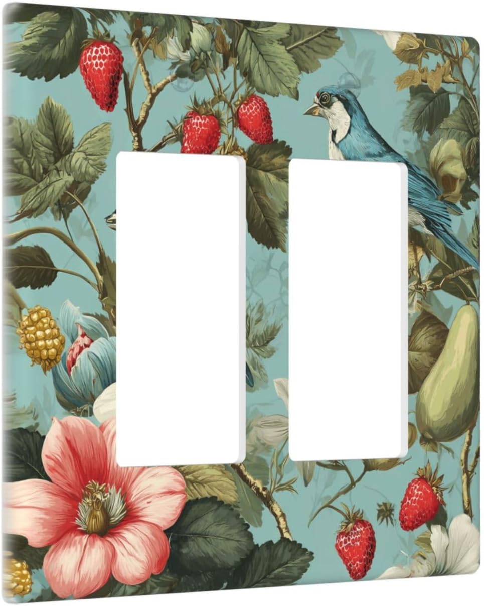 William Morris Flower 2 Gang Double Rocker Wall Plate Cover Decorative Light Switch Covers Electrical Faceplate Switch Plates for Bathroom Kitchen Home