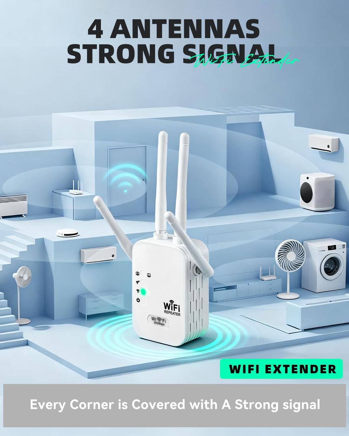 2025 WiFi Extenders Signal Booster for Home Long Range Up to 9800 sq. ft & 40 Devices, WiFi Extender Signal Booster, Quick Setup-Medium, Internet Repeater, WiFi Extender