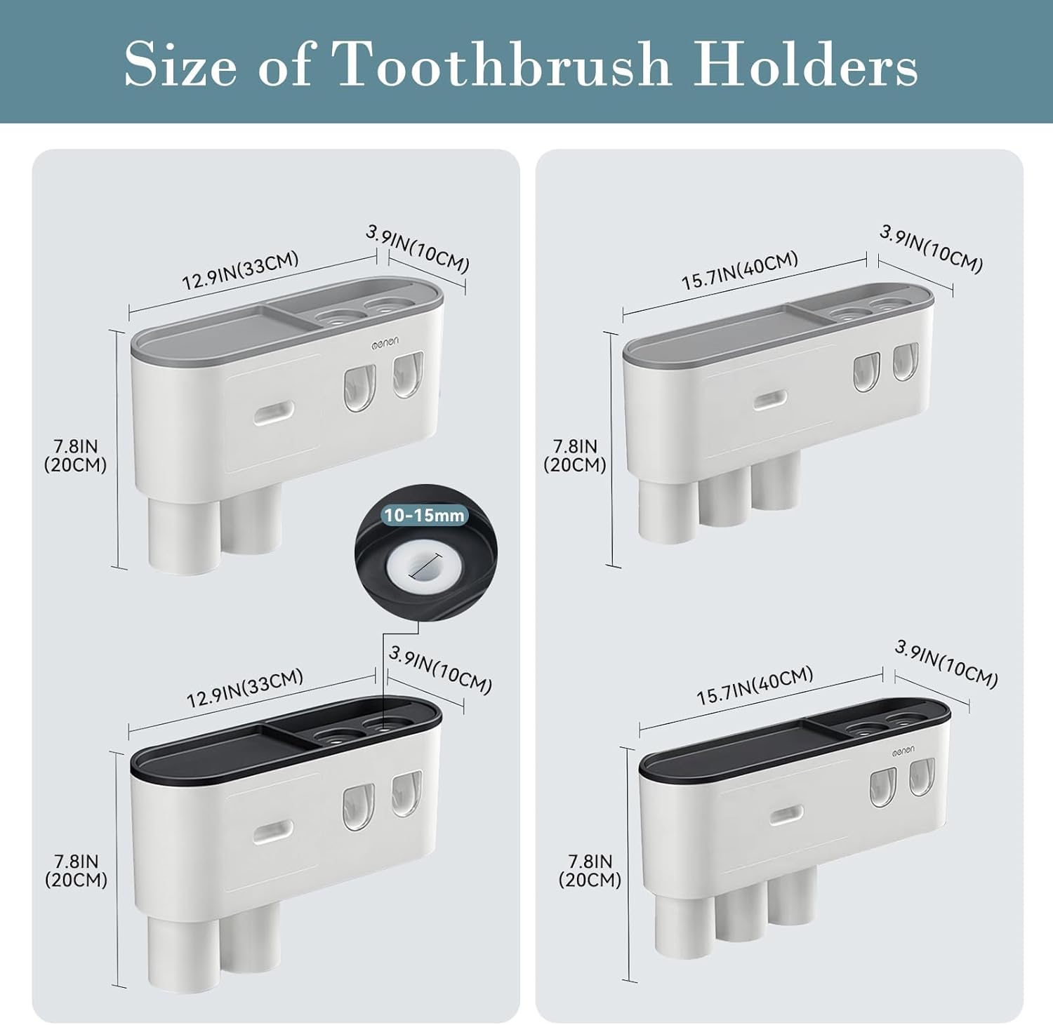 Toothbrush Holders Wall Mounted, Toothbrush Holder with Automatic Toothpaste Dispensers, 6 Brush Slots, 3 Magnetic Cups,1 Cosmetic Drawer Organizer and 1 Large Storage Tray
