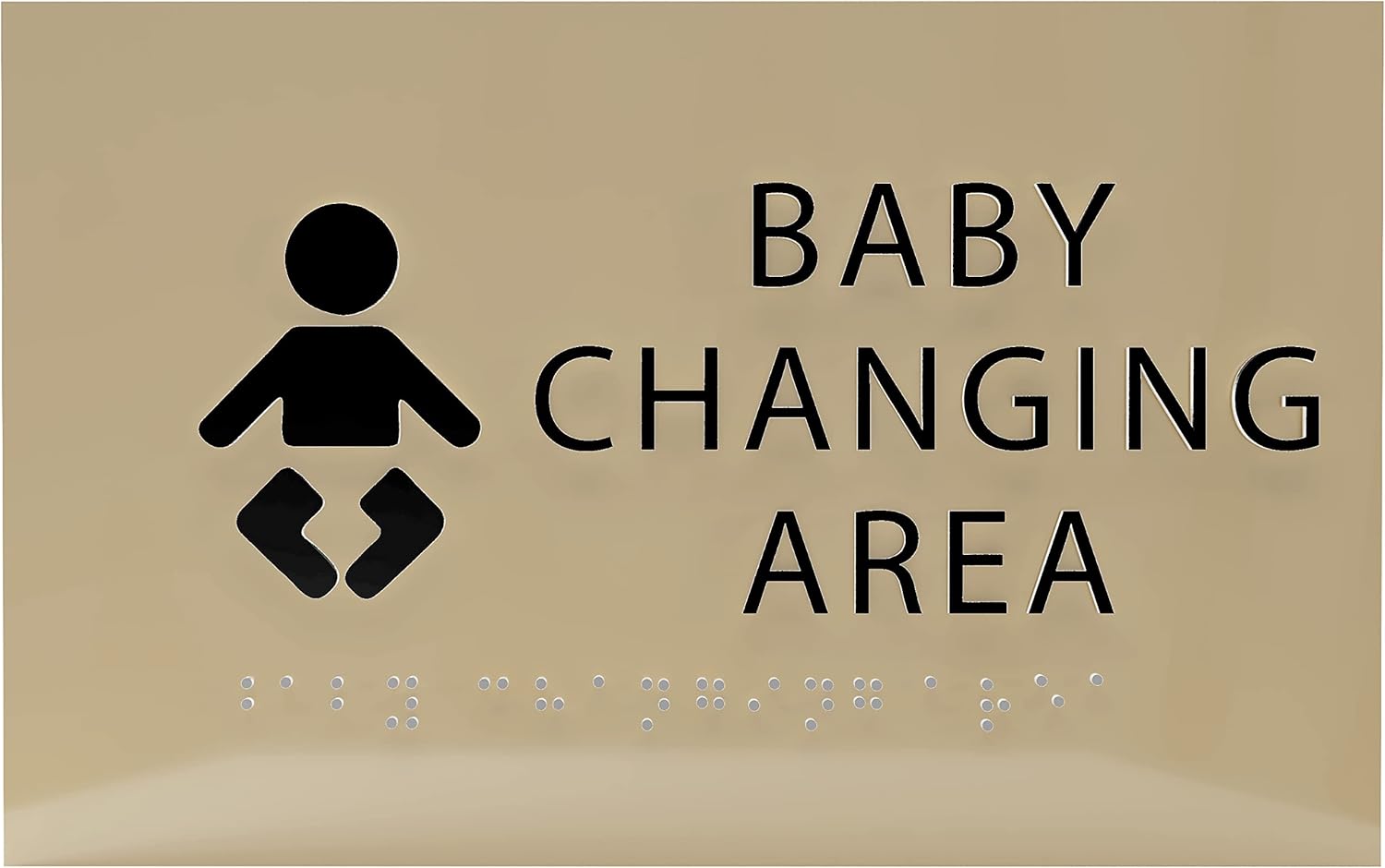 6" X4" Baby Changing Area Sign | Tactile Graphics Grade 2 Braille Text Baby Care Sign| ADA Compliant Wall Mount Plastic Restroom Sign for Hospital, Offices, Clinics and Apartments