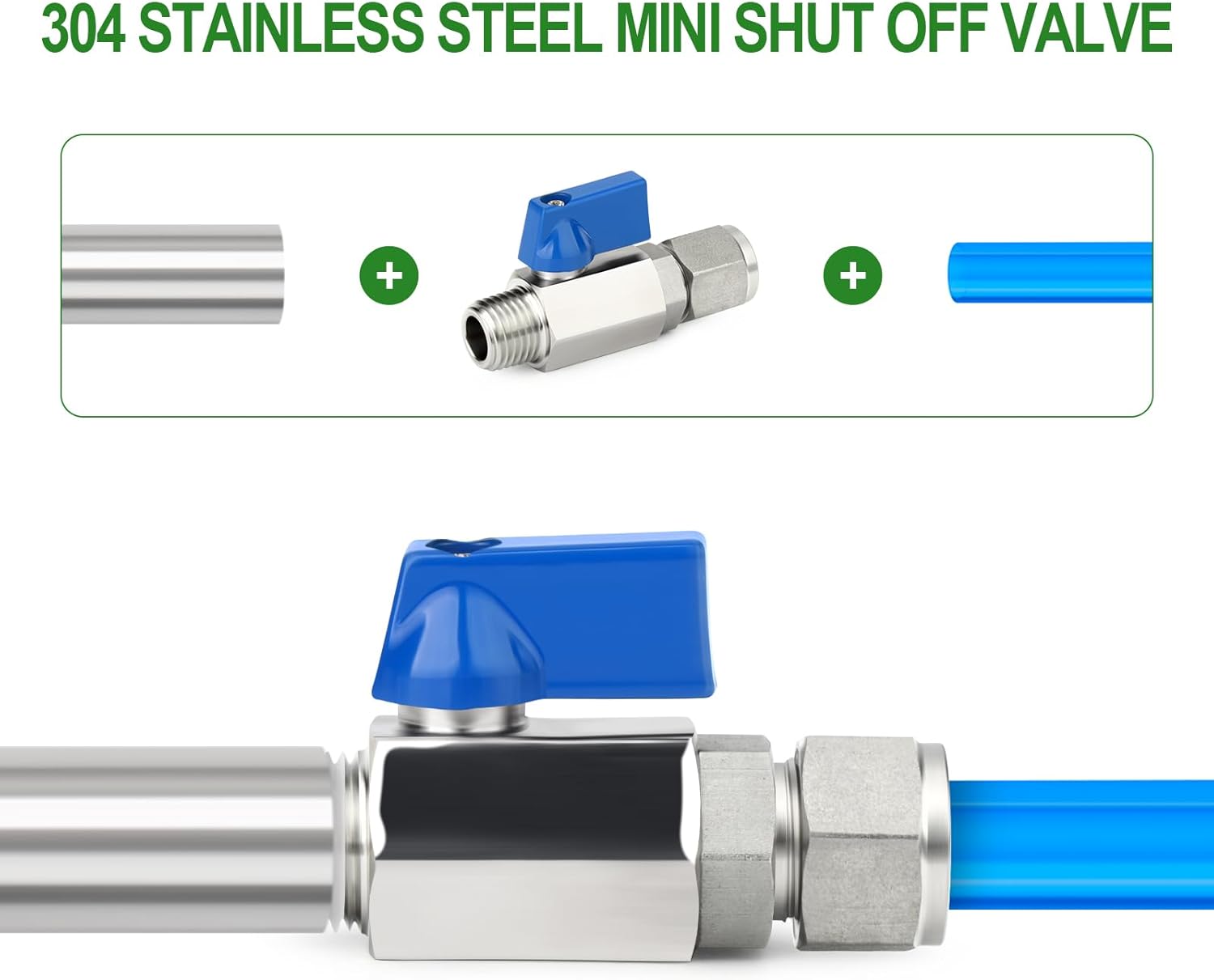 TAISHER 2PCS 304 Stainless Steel Compression Mini Ball Valve Shut Off Switch, 1/2" Tube OD x 1/2" NPT Male