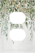 Outlet Covers Sage Green Eucalyptus Watercolor Plant Leaves 1 Gang Duplex Wall Plate Decorative Switch Plates Electrical Receptacle Faceplate Light Switch Cover for Bedroom Bathroom