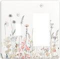 Floral Watercolor Wildflower Dandelion Plant Outlet Covers 1 Toggle 1 Rocker Combination Decorative Wall Plate Electrical Switch Plates Light Switch Cover Plate for Farmhouse Bed Room Decor
