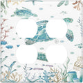 Sea Turtle Ocean Starfish Fish Coral Pearl Outlet Covers 2 Gang Double Duplex Decorative Light Switch Covers Electrical Wallplates Socket Faceplate for Bathroom Kids Room Decor
