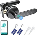 Fingerprint Door Lock – Fingerprint Door Knob Knob with 5 Unlock Options, Anti-Peep Code, Adjustable Auto-Lock, Inside Lock, for Home, Office, Apartment, Bedroom – Black