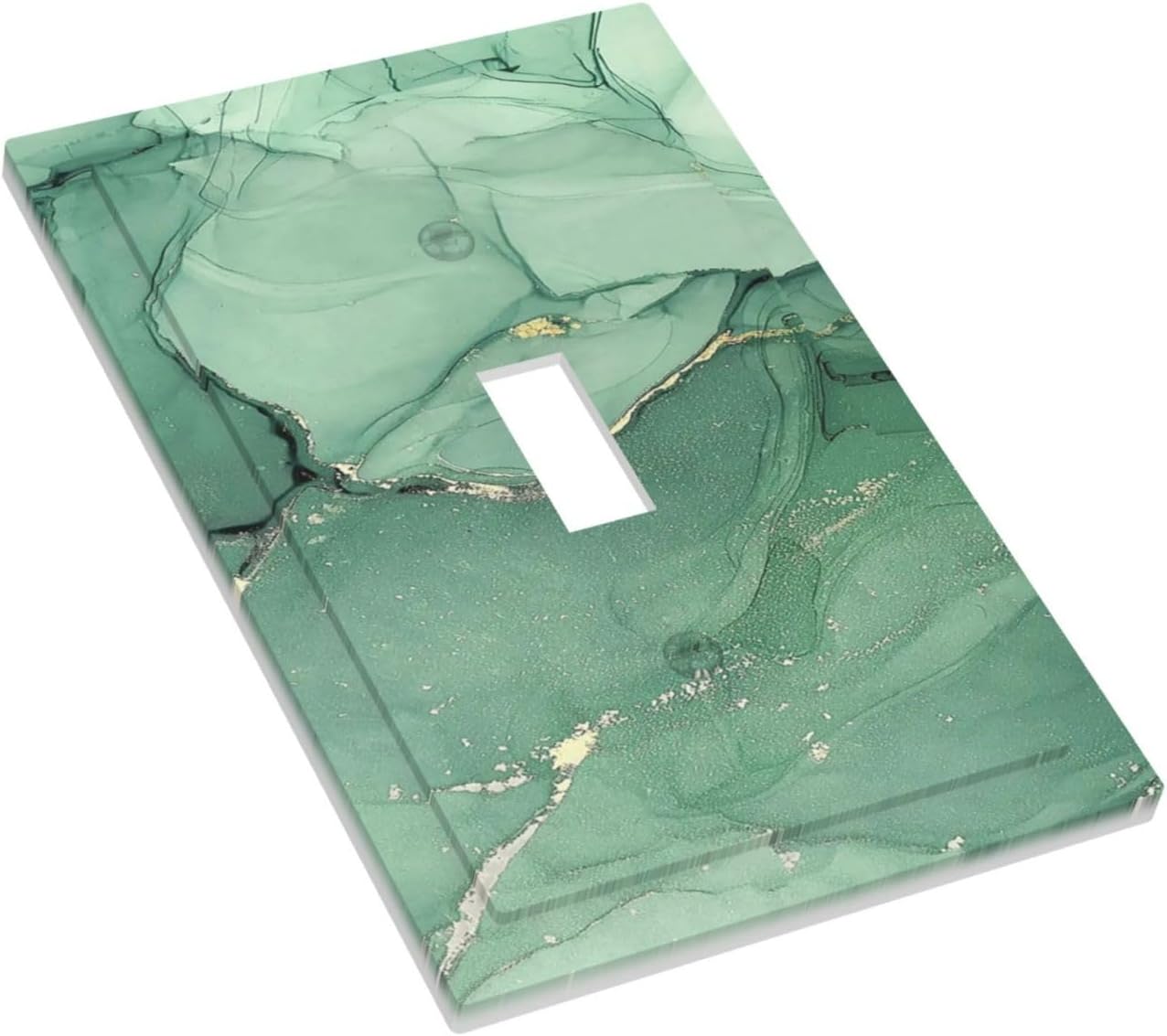 Decorative Light Switch Cover Simple Green Marble 1 Gang Single Toggle Device Electrical Faceplate Switchplates Decorator Outlet Wall Plate for living Room Office Decor