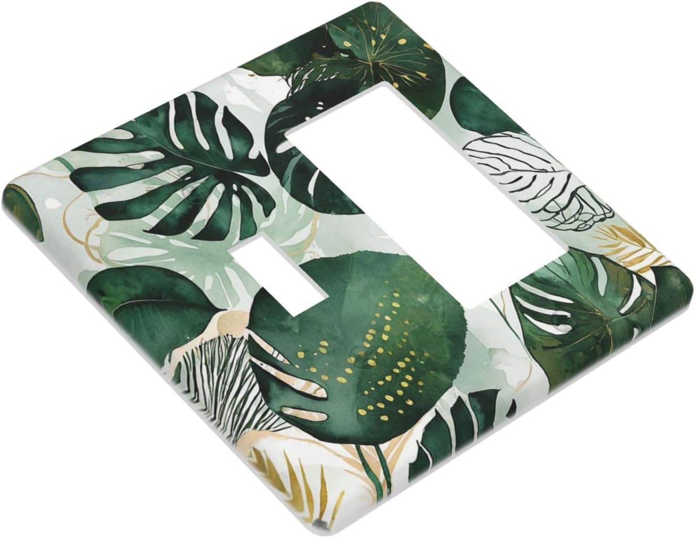 Outlet Covers Boho Tropical Leaves 1 Toggle 1 Rocker Combination Decorative Wall Plate Electrical Switch Plates Light Switch Cover Plate for Bedroom Bathroom Decor