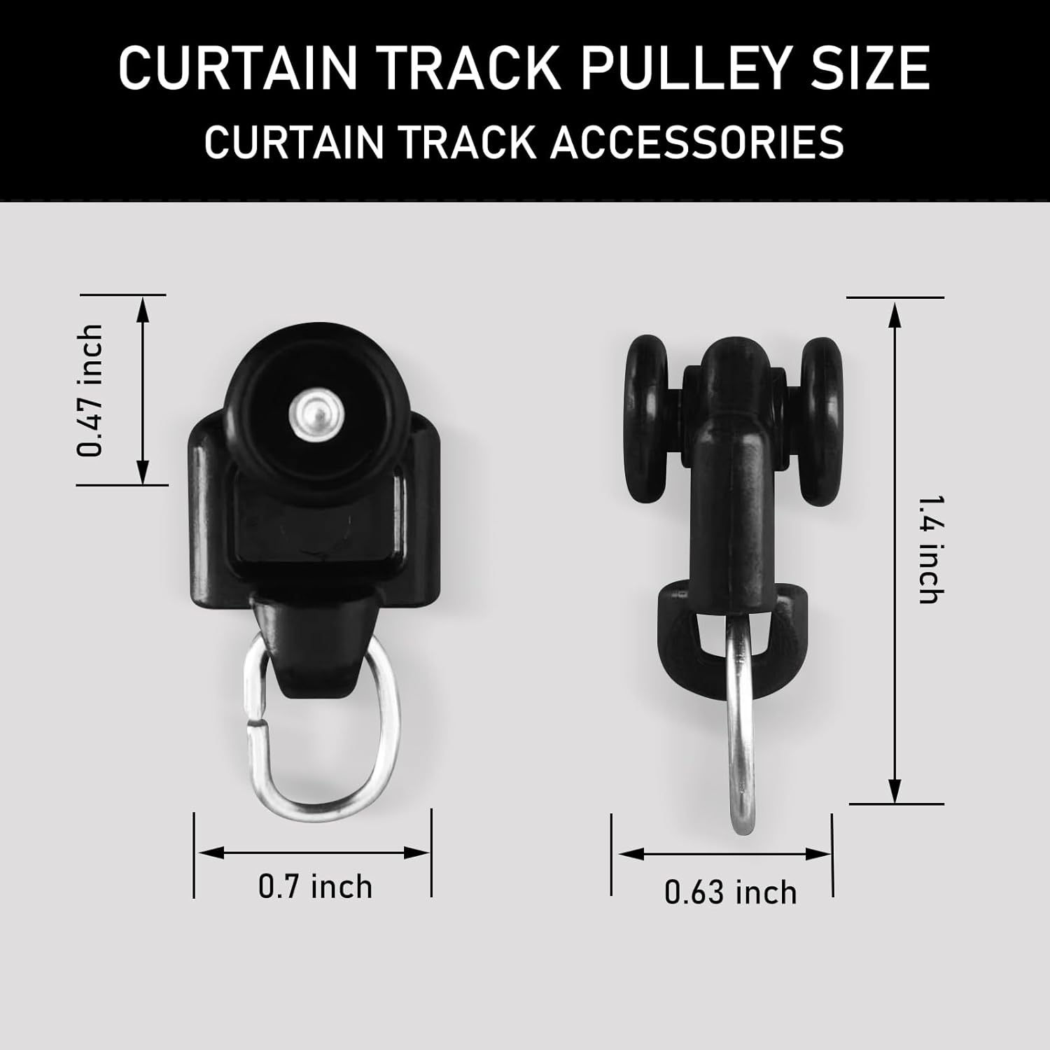 Black Curtain Tracks Ceiling Wall Mounted Heavy-Duty Curtains Rails Room Divider Curtain Track for Living Room Bedroom Room Shower Divider Special Pulley 20PCS
