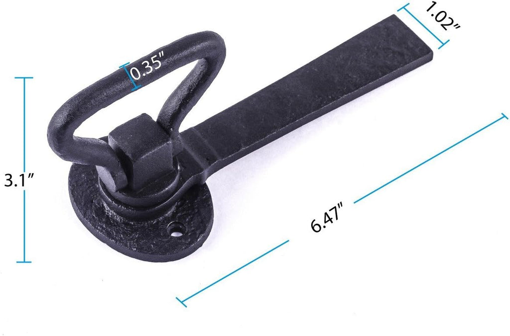 Renovators Supply Manufacturing Door Lock Latch 6.5 in. Black Wrought Iron Gate Latch Garage Barn Door Lock with Mounting Hardware