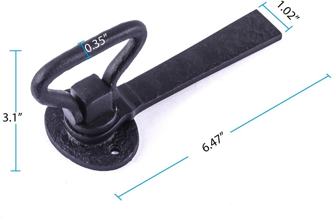 Renovators Supply Manufacturing Door Lock Latch 6.5 in. Black Wrought Iron Gate Latch Garage Barn Door Lock with Mounting Hardware
