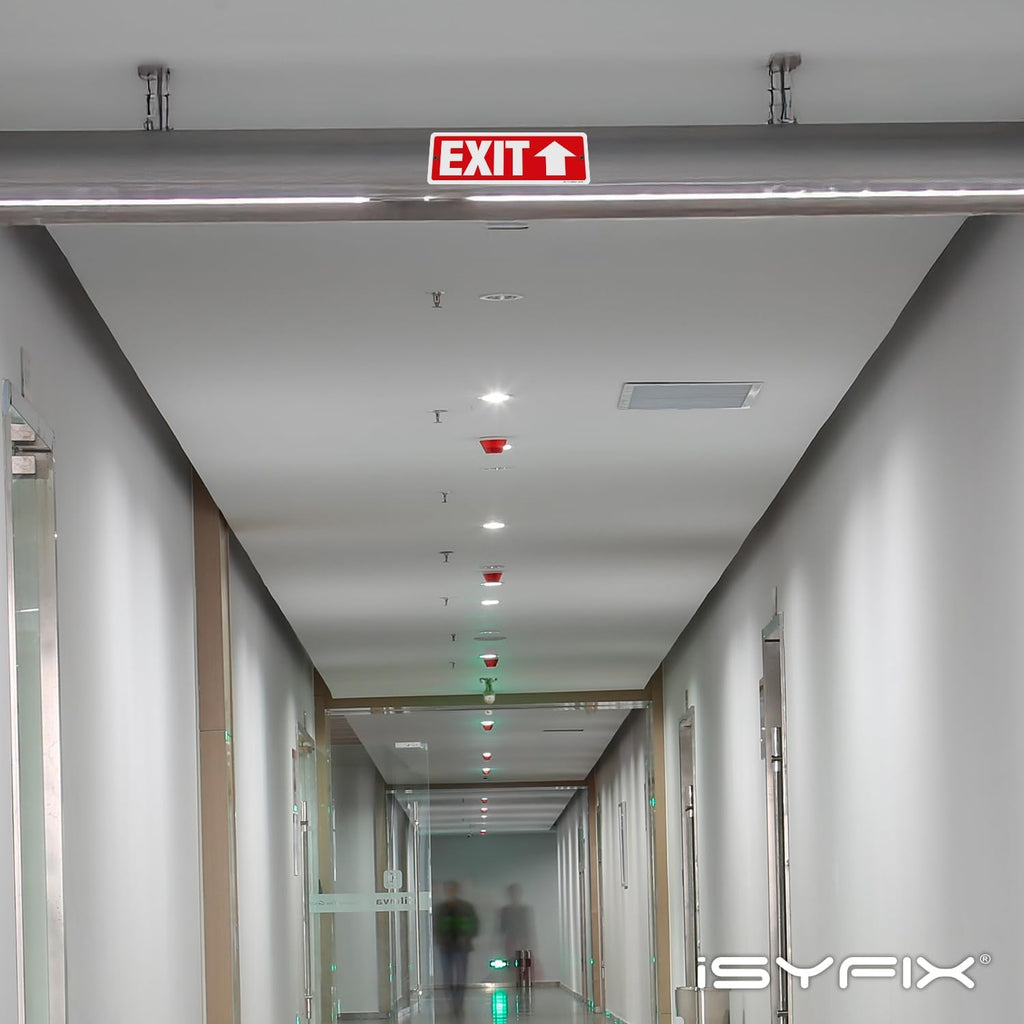 iSYFIX Exit Signs 12 Pack 12x4 Inch with Directional Up Arrows - Rust Free Aluminum, Laminated for UV, Weather, Scratch Resistance - Ideal for Offices, Schools, Theaters, Restaurants