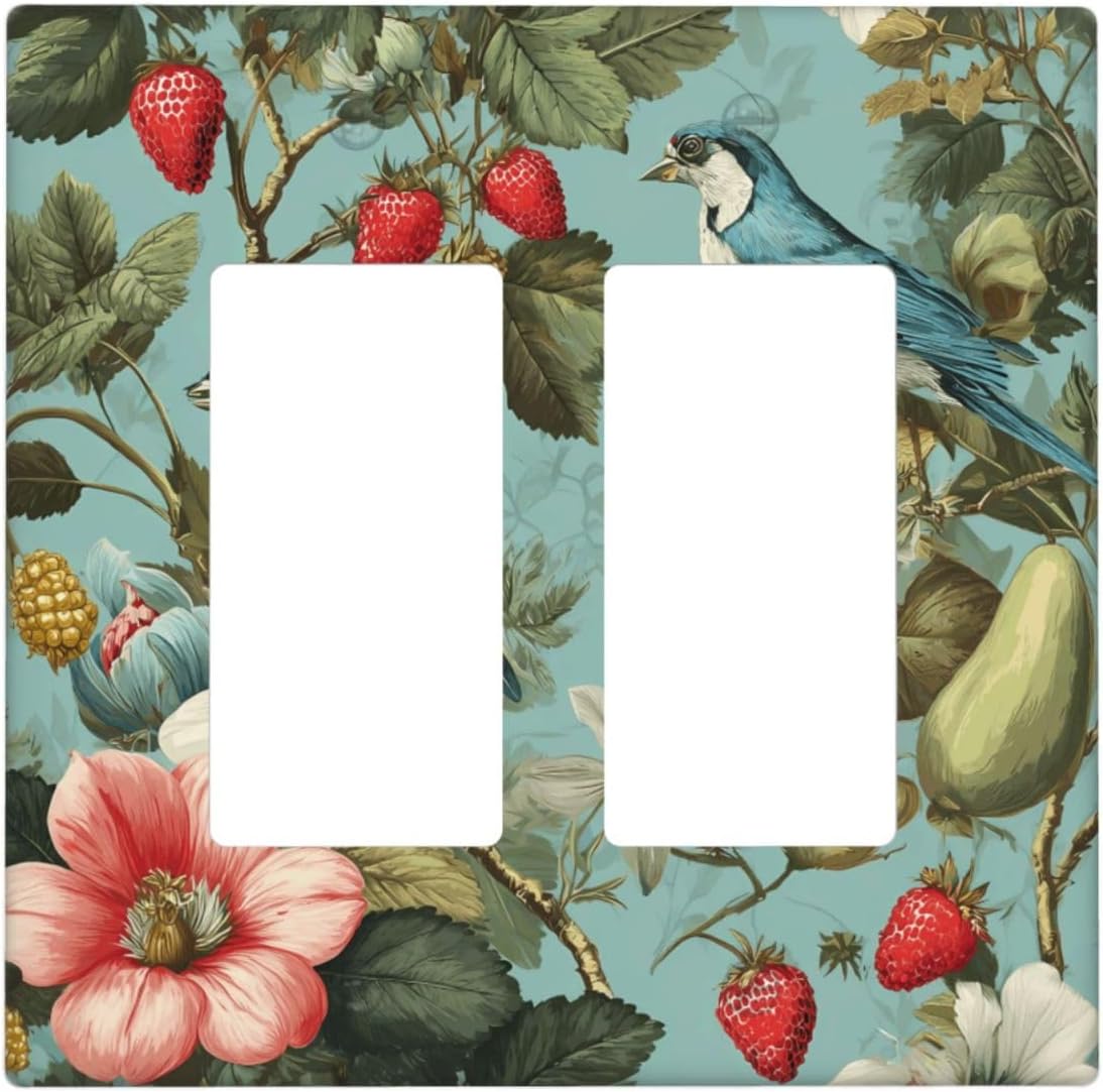 William Morris Flower 2 Gang Double Rocker Wall Plate Cover Decorative Light Switch Covers Electrical Faceplate Switch Plates for Bathroom Kitchen Home
