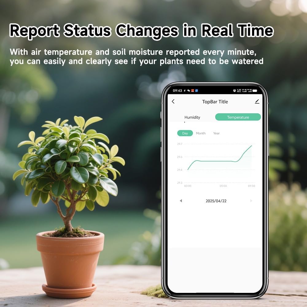 Zigbee Smart Soil Sensor, Temperature and Moisture Meter with Tuya App Control, Garden and Greenhouse Monitor