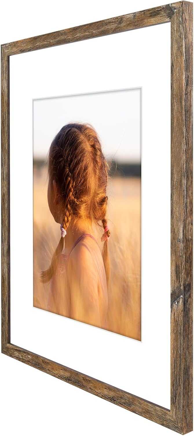 Golden State Art, 16x20 Picture Frame With Mat for 11x14 - High Definition Glass Wall Mounting Horizontal Vertical Display (Light Brown, 1 Pack)