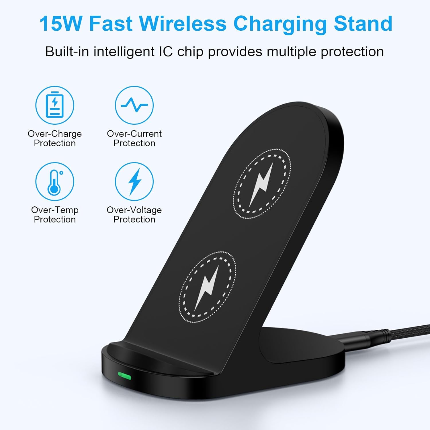 Samsung Wireless Phone Charger Stand for Android Samsung Galaxy S25 Ultra S25 FE S24 Plus Z Flip7 S23,Wireless Charging Station for Google Pixel 10/10 Pro XL/Fold/9a/9Pro/8/7,iPhone 17 16 with Adapter