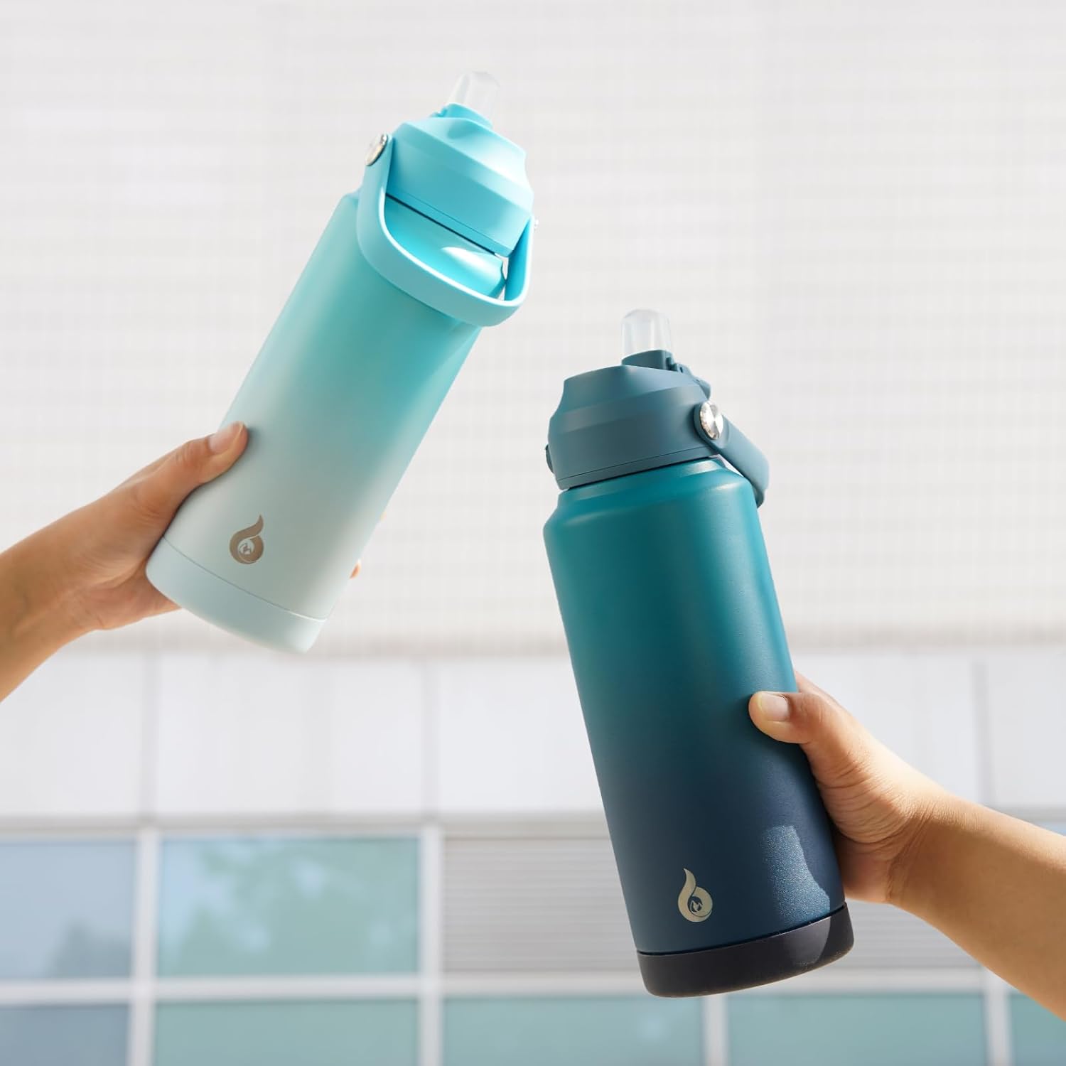 BJPKPK Water Bottle with Straw Lid, 32oz Vacuum Insulated Water Bottles, Metal Stainless Steel Thermo for Sports, Travel, BPA Free Leak Proof Thermo, Cups, Flasks, Tumblers,Sea Salt
