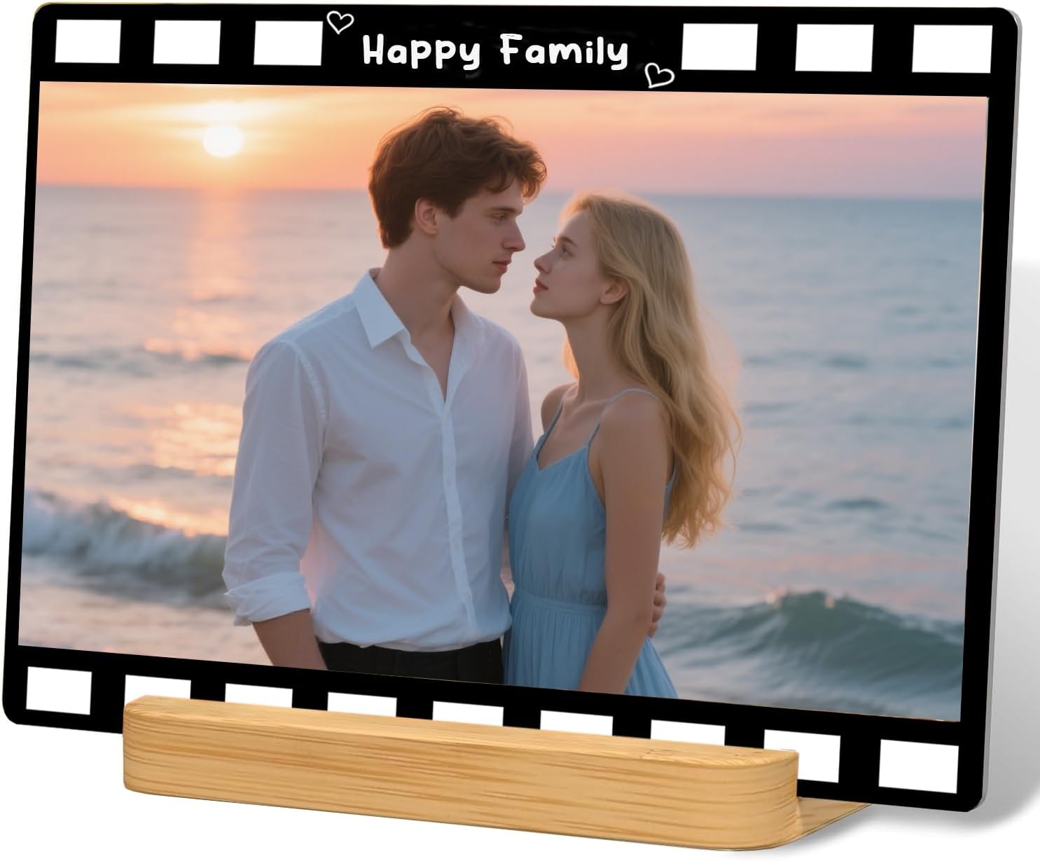 Custom Metal Photo Prints，Personalized Your Own Picture Frame, Customize Photo Prints with Wooden Base，Personalized Metal Picture Gift for Lovers，Family，Boyfriend，Friends