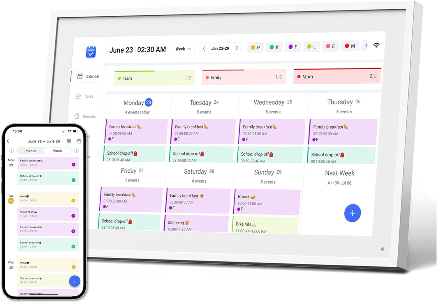 10.1" Digital Calendar, Meal Planner, Duty Chart, to Do List,HD Smart Touch Screen Home Interactive Smart Electron Calender - Built-in Digital Photo Frame Function (white, 10.1)