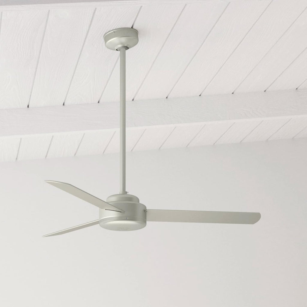 Hunter 52 inch Indoor Ceiling Fan No Light - Modern Ceiling Fan without Light, 3 Blades, Standard Mount, For Bedroom, Living Room, or Kitchen, Wall Control - Presto 50812, Matte Nickel