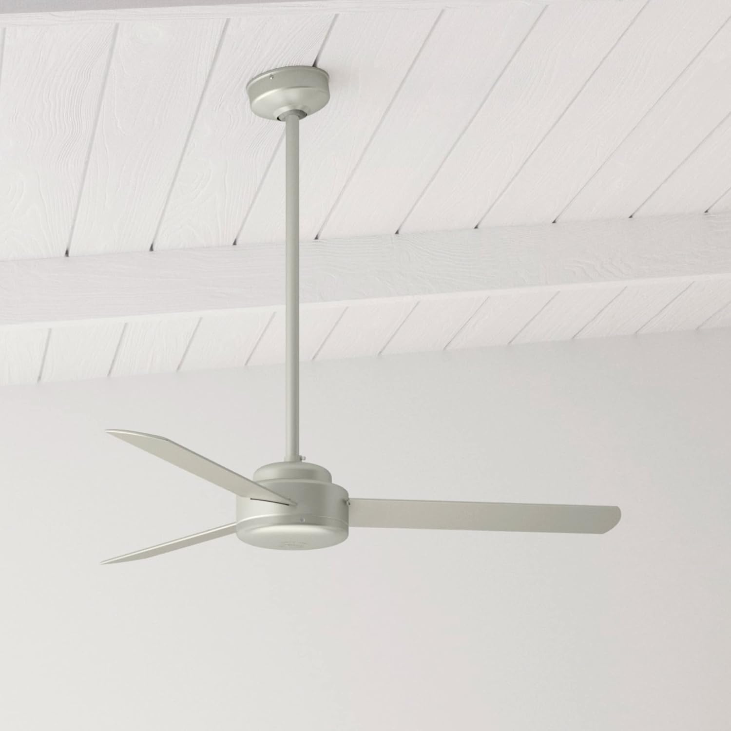 Hunter 52 inch Indoor Ceiling Fan No Light - Modern Ceiling Fan without Light, 3 Blades, Standard Mount, For Bedroom, Living Room, or Kitchen, Wall Control - Presto 50812, Matte Nickel
