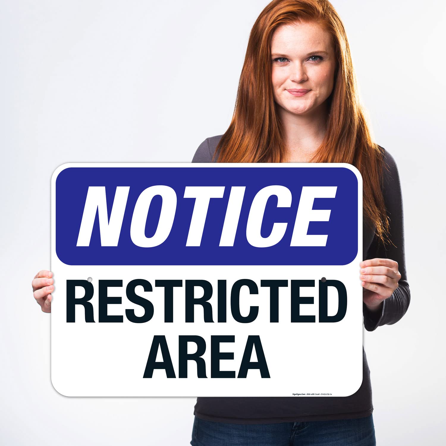 Notice Restricted Area Sign, 18x24 Inches, Rust Free .063 Aluminum, Fade Resistant, Made in USA