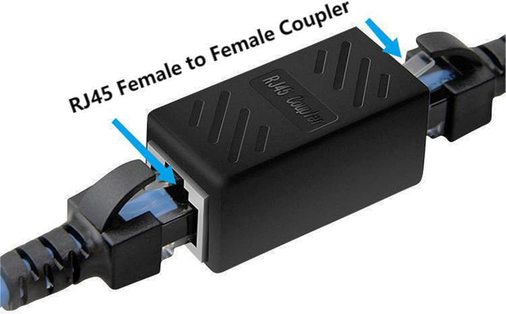 RJ45 in-Line Coupler Adapter Female to Female Ethernet Cable Extender 8-Pin Modular Network Connector for Cat7 Cat6 Cat5e Cat5 Ethernet Cable 2pcs