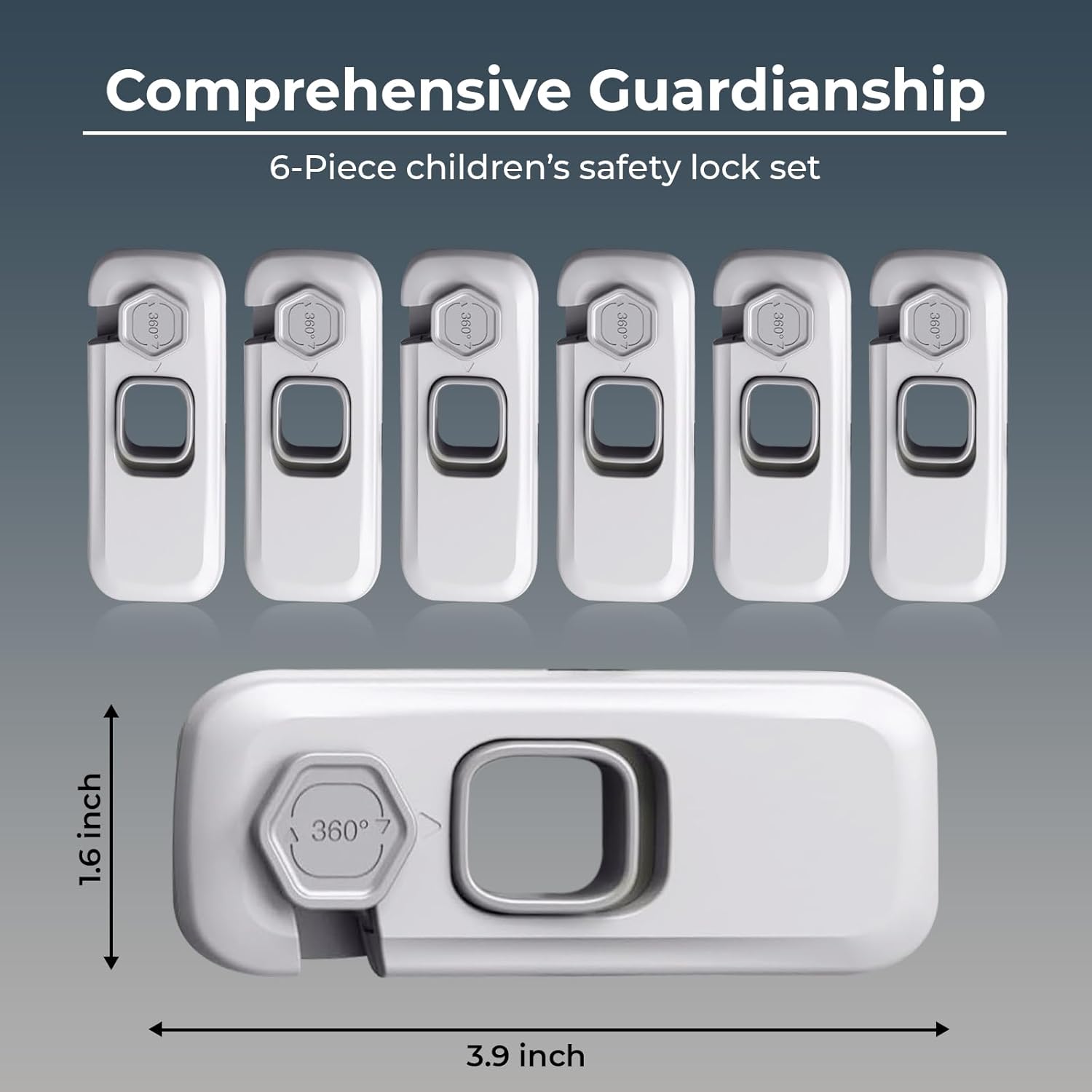 6-Pack Child Proof Refrigerator Lock, Cabinet Lock Baby Proofing, Fridge Locks for Kids with Self Adhesive Latches, Child Safety Locks for Doors, Drawers, Oven, Dishwasher, RV Refrigerator (Grey)