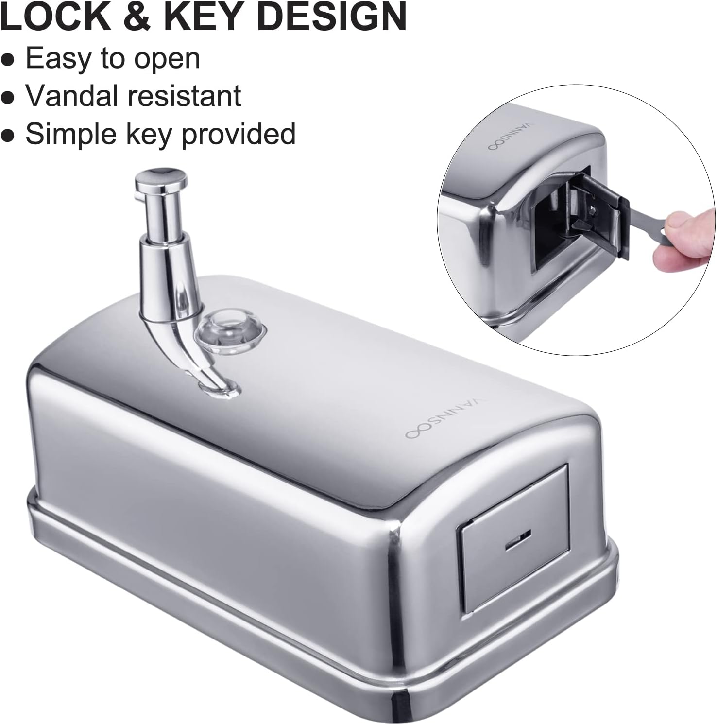 Commercial Soap Dispenser Wall Mount Stainless Steel Manual Liquid Pump Rust-Proof Leak Free for Bathroom (37 fl.oz./1100ml)