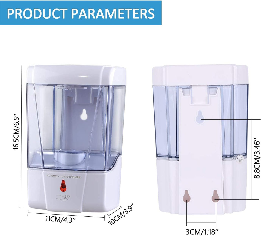 Automatic Sensor Soap Dispenser Wall Mount, Touchless Induction Hand Sanitizer Dispenser for Bathroom with Gel or Liquid, 20Oz