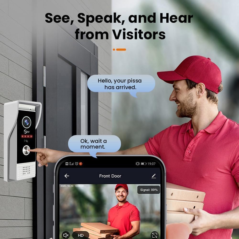 WiFi Video Intercom System Doorbell with Camera,1080P Touch Screen Monitor,Ring Doorbell Camera,Support Night Vision Remote Unlock Dual-Way Intercom for Home Security System (1 BELL+ 2 MONITOR)