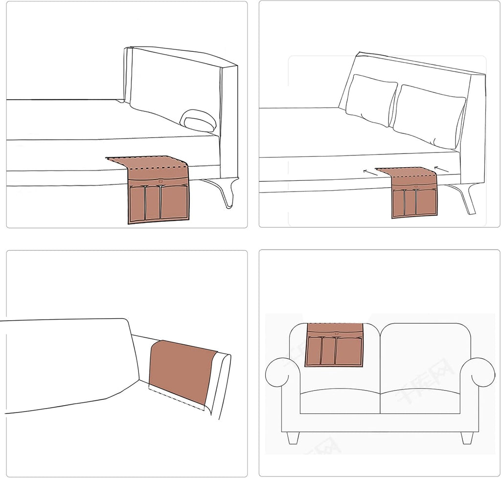 HAOMAIJIA Anti Slip Sofa Armrest Organizer Arm Chair Bedside Caddy Storage Organizer For Recliner Couch With 6 Pockets For Cell Phone Tv Remote Control Magazines (brown)