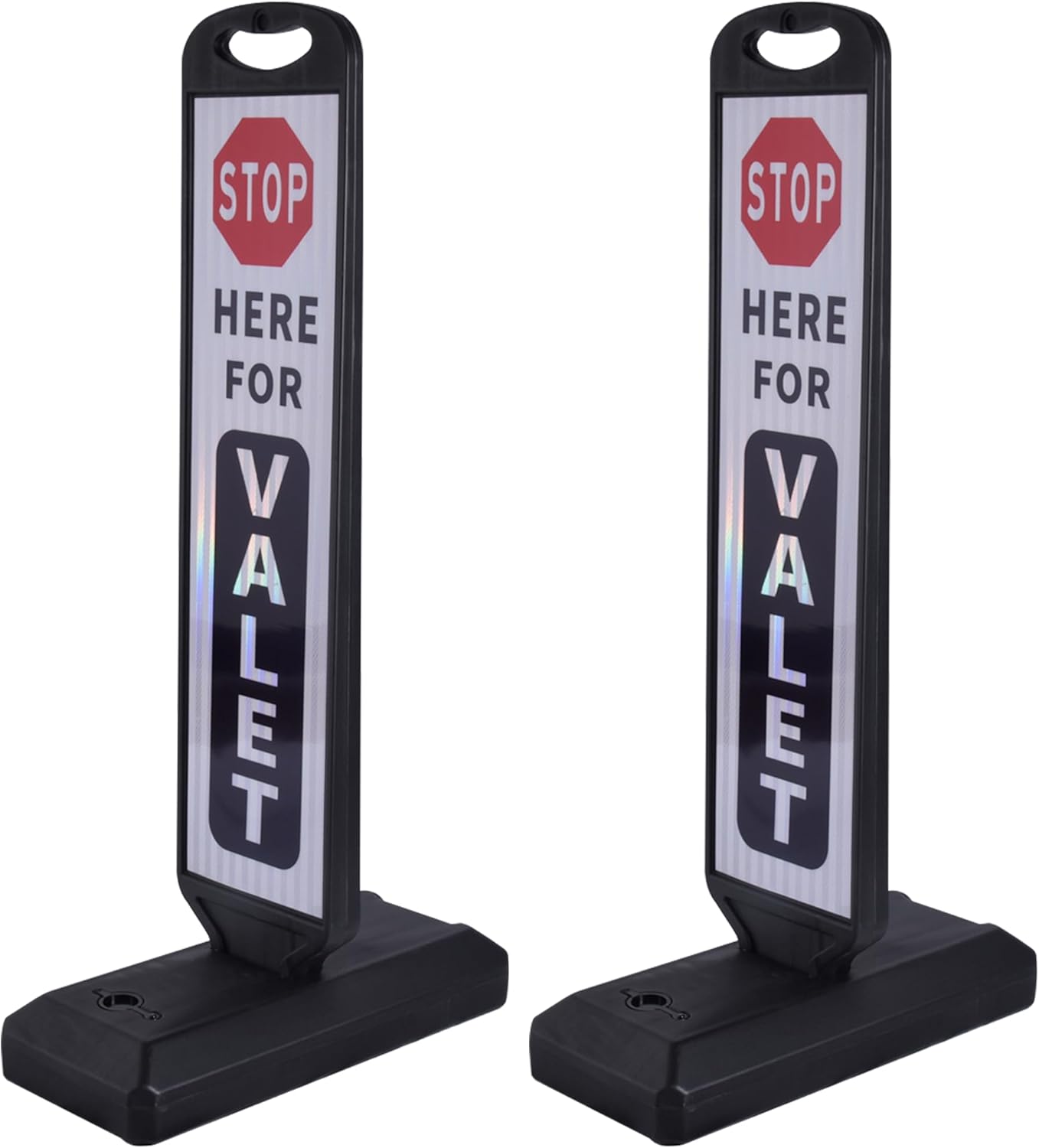 OrangeStar 2-Pack Valet Parking Signs - Double-Sided Reflective Parking Lot Signs with Water-Filled Base, Heavy-Duty Traffic Control for Hotels, Restaurants & Events, White