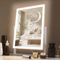 HIEEY Lighted Makeup Mirror, Hollywood Vanity Mirror with Lights, Three Color Lighting Modes, with 4in 20X Magnification Mirror, Smart Touch Control, 360°Rotation (17.4in,White,Gift Box)