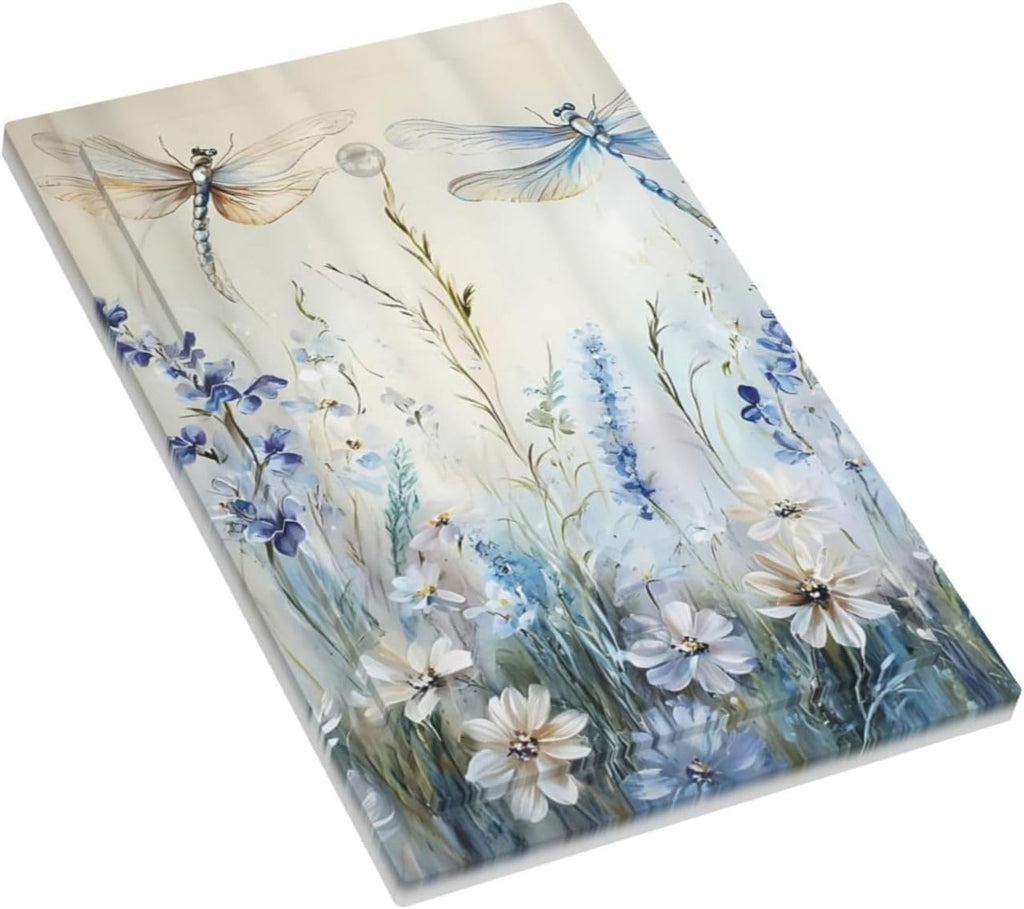 Decorative Light Switch Cover Plate Watercolor Dragonfly Blue Wihte Flower 1 Gang No Device Single Blank Outlet Covers Wall Plates for Electrical Outlets Faceplate for Bedroom Home Decor