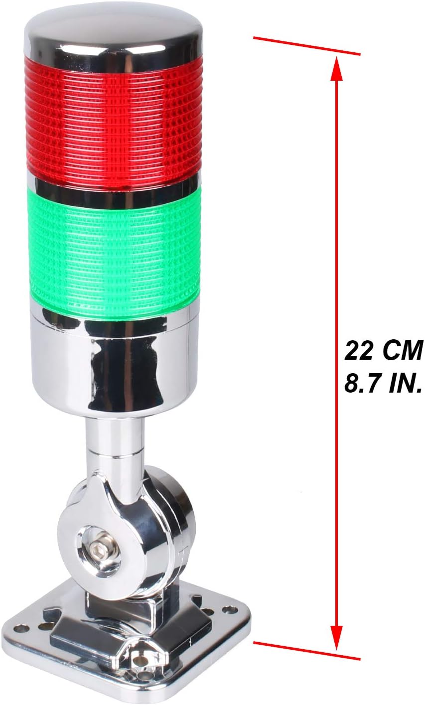 12-24V LED Stack Tower Lights, Industrial Warning Lights, Andon Lights, Column Signal Tower Indicator Lamp Beacon, Continuous/Flashing Light Switchable, 2 Layer (Without Buzzer)